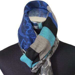 TRÏBE Designer Like Blue,Black & Gray Fashion Scarf wrap NWT